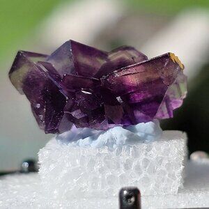 Purple Fluorite Mineral Thumbnail | 16g Raw Cube Crystal Display Box Collectible